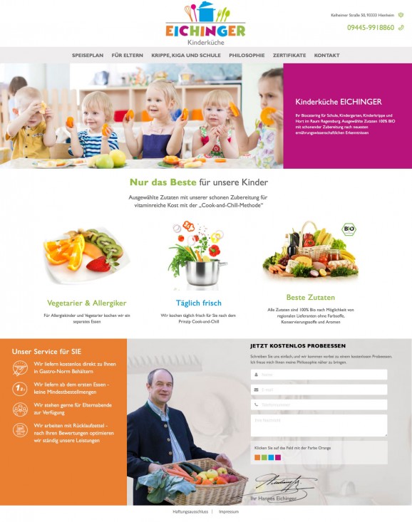 Eichinger Kinderküche Webdesign und Logo